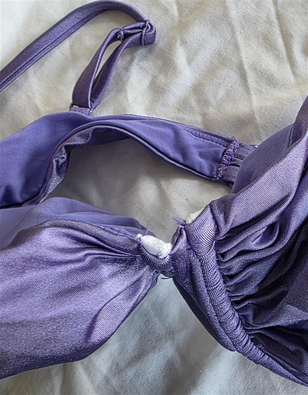 NWT Good American 7 or 5XL Shiny Ruched Demi Underwire Bikini TOP Purple 132389