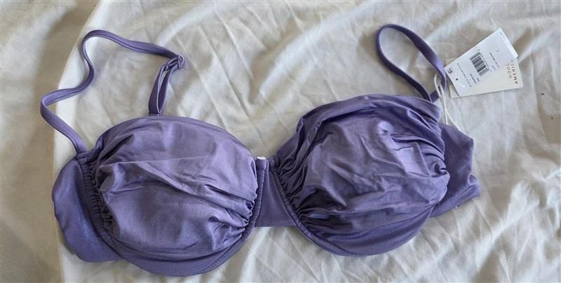 NWT Good American 7 or 5XL Shiny Ruched Demi Underwire Bikini TOP Purple 132389