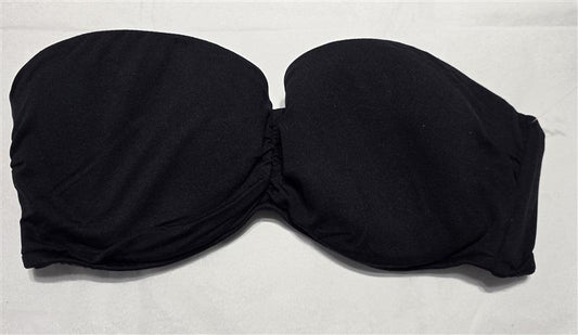 NWOT Seafolly 8 USA Solid Underwire Bandeau Bra Bikini Top Black 132391