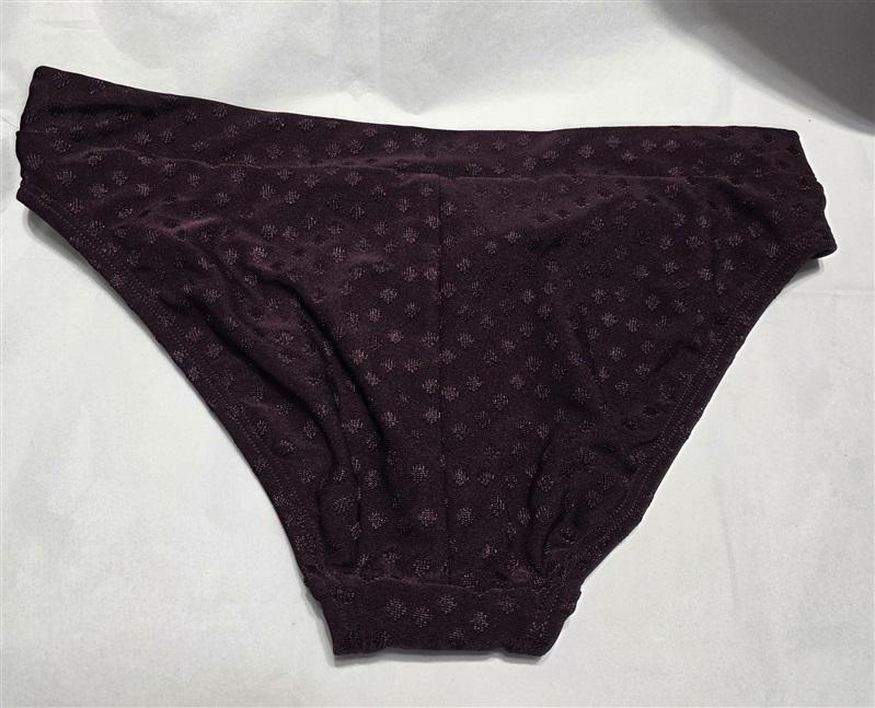 NWOT Robin Piccone XS Polka Dot Textured Bikini Swim Bottom Wine 132406
