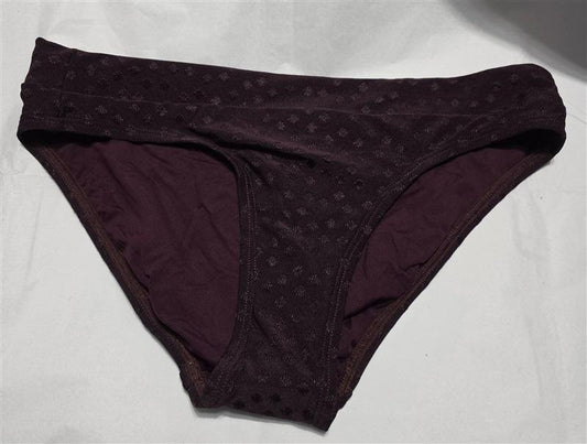 NWOT Robin Piccone XS Polka Dot Textured Bikini Swim Bottom Wine 132406