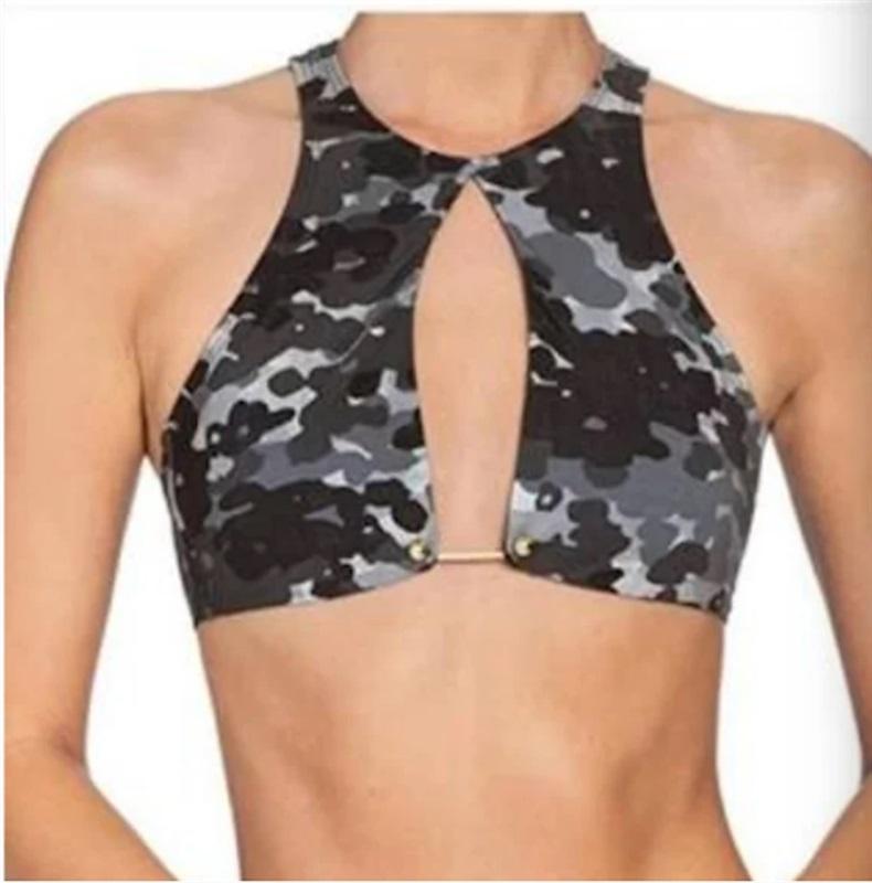 NWOT Robin Piccone XS Eden Plunge Barbell Camo Swimsuit 132407