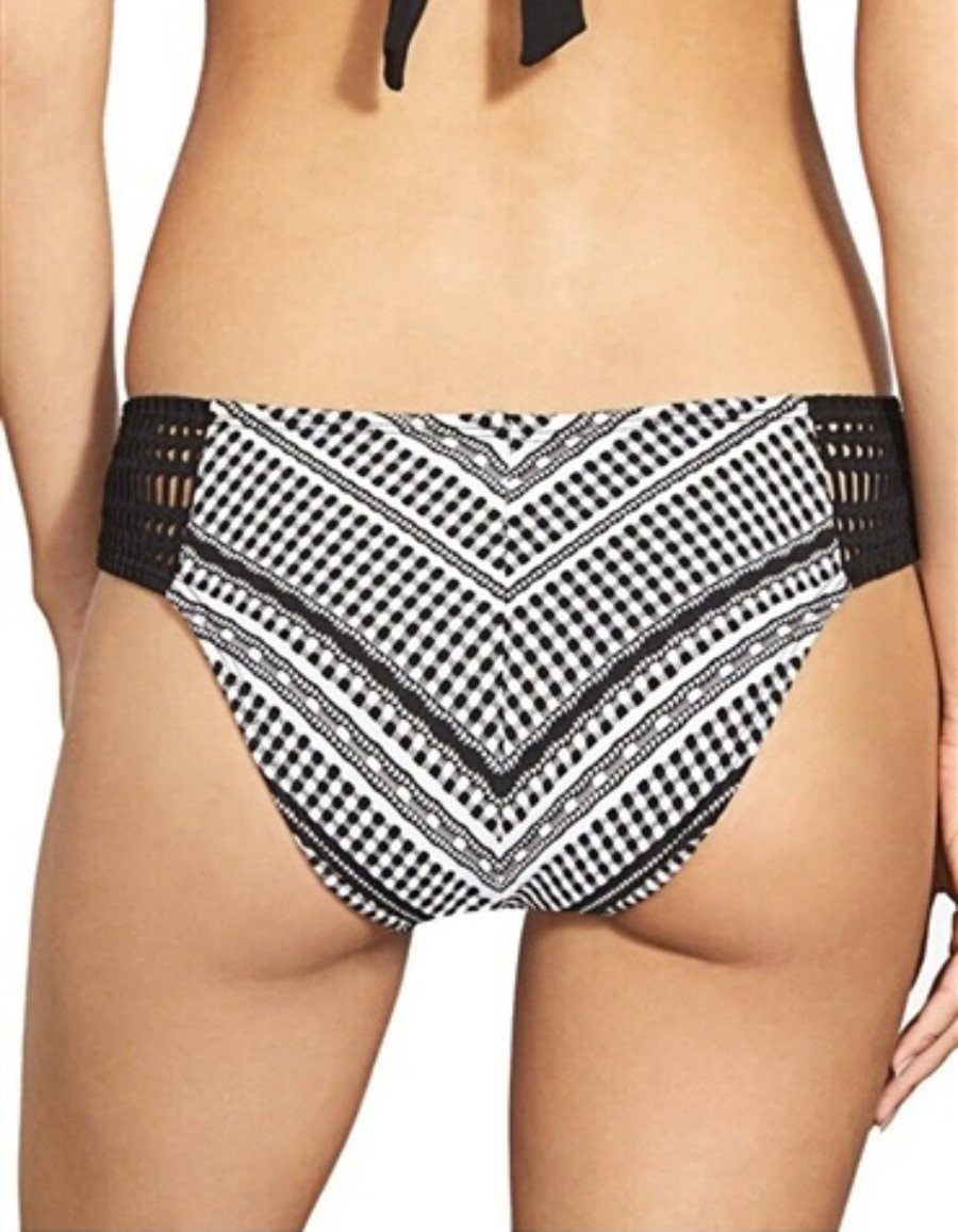 NWT Robin Piccone Avery XS White Black Cheeky Bikini Swim Bottom 132408