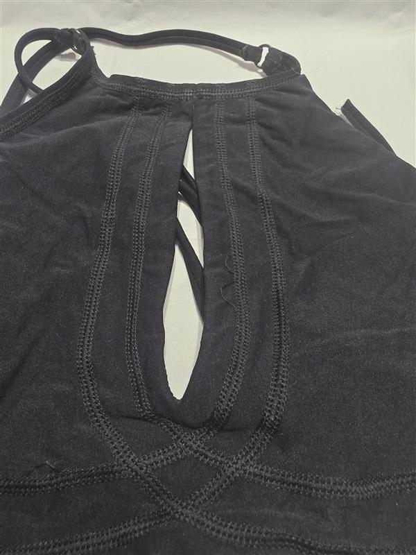 NWOT Robin Piccone M Black Keyhole High Neck Bikini Swim Top 132411