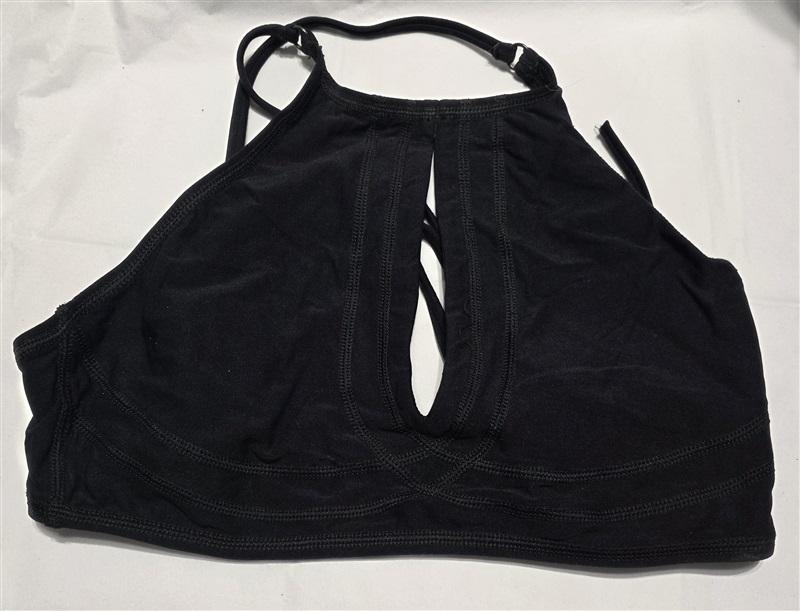 NWOT Robin Piccone M Black Keyhole High Neck Bikini Swim Top 132411