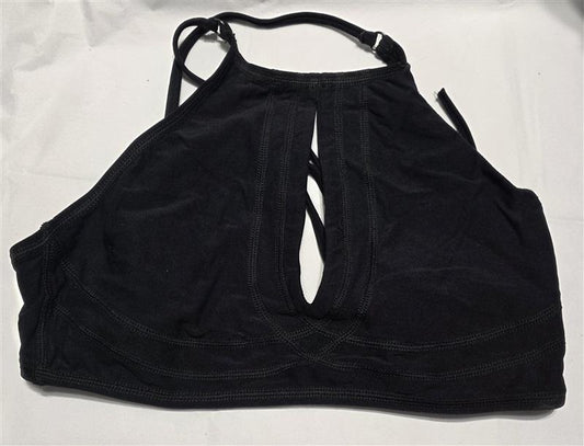 NWOT Robin Piccone M Black Keyhole High Neck Bikini Swim Top 132411