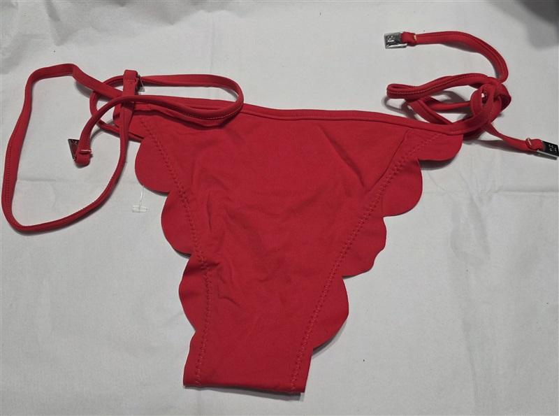 NWOT Seafolly 2 USA Petal Edge Fixed Tri Brazilian Bikini Swimsuit Black 132412