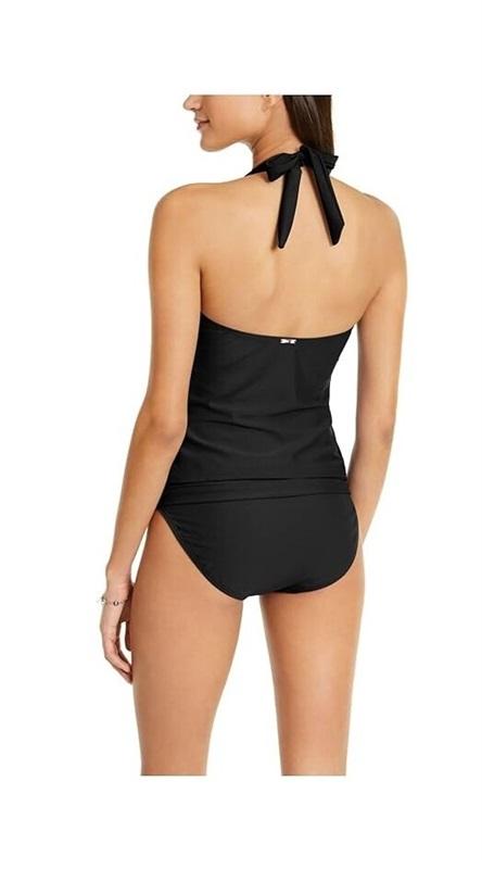 NWT Tommy Hilifiger XL Deep V Halter Neck Black Tankini 132417