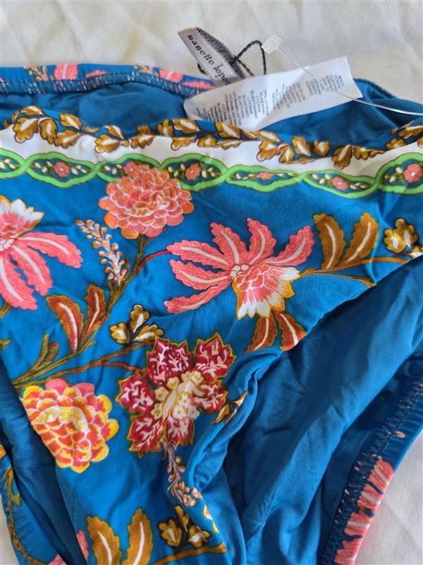NWOT Nanette Lepore 8 Blue Floral Bikini Swim Bottom 132418