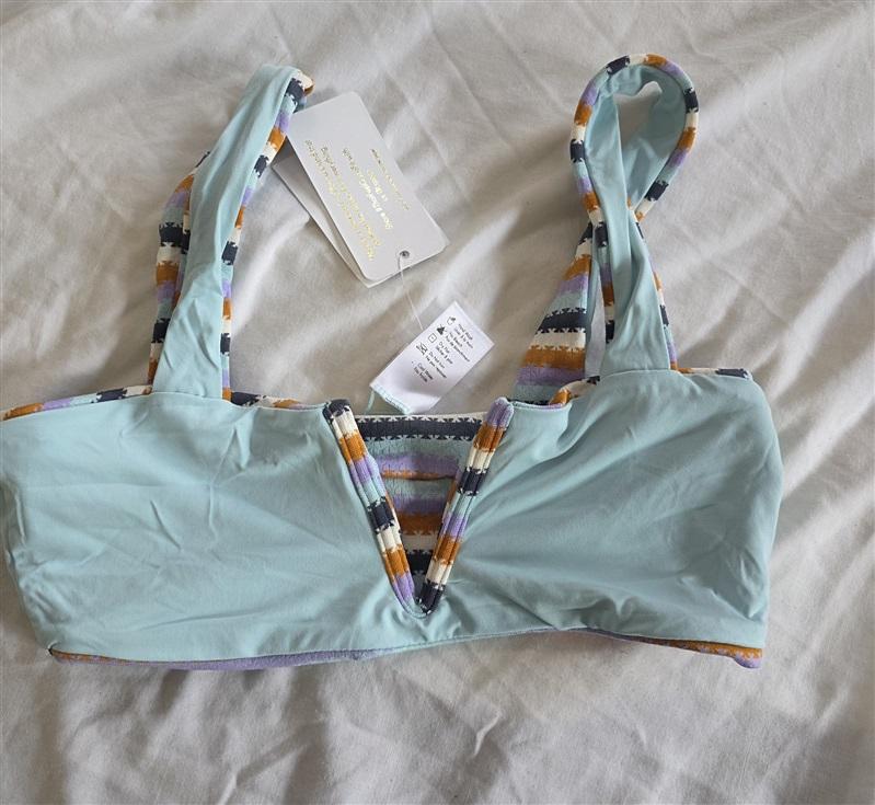 NWT L*Space Anthropologie D Lee Lee Stripe Over The Moon Bikini Swim Top 132421