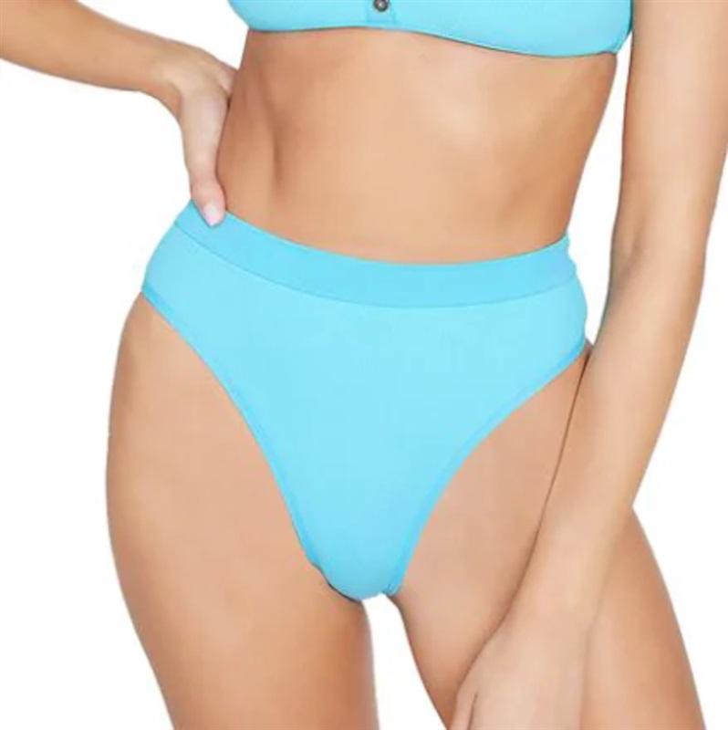 NWOT L*Space M Frenchi Bitsy Cut Blue AQR Swim Bottom Bikini 132425