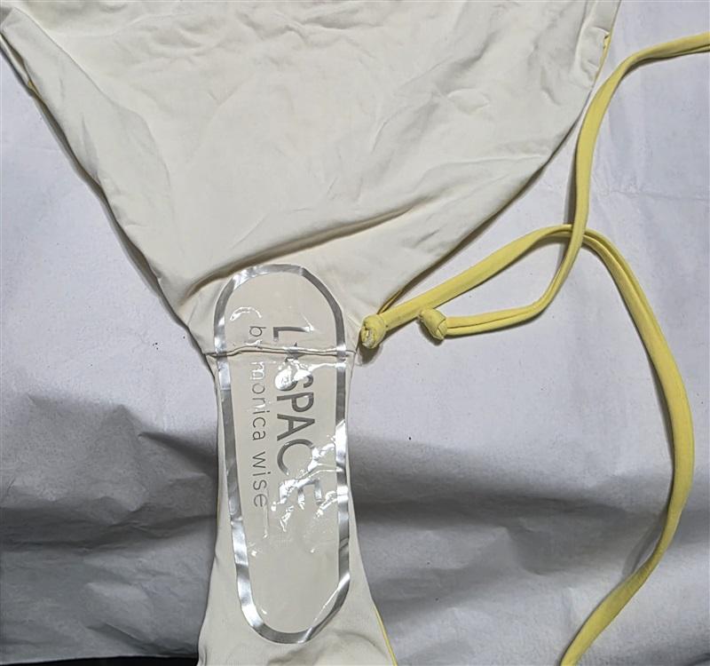 NWOT L*Space XL Dani Yellow White Reversible Tie Side Bikini Bottom 132437