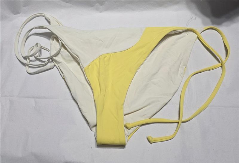 NWOT L*Space XL Dani Yellow White Reversible Tie Side Bikini Bottom 132437