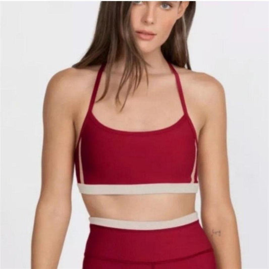 NWOT Calme LG Endurance Cross Back Sports Bra Red 132438