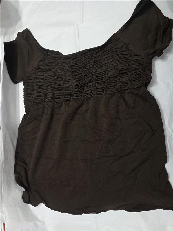 NWOT Last Tango S/M Ruched Baby Doll Brown SS Top 132449