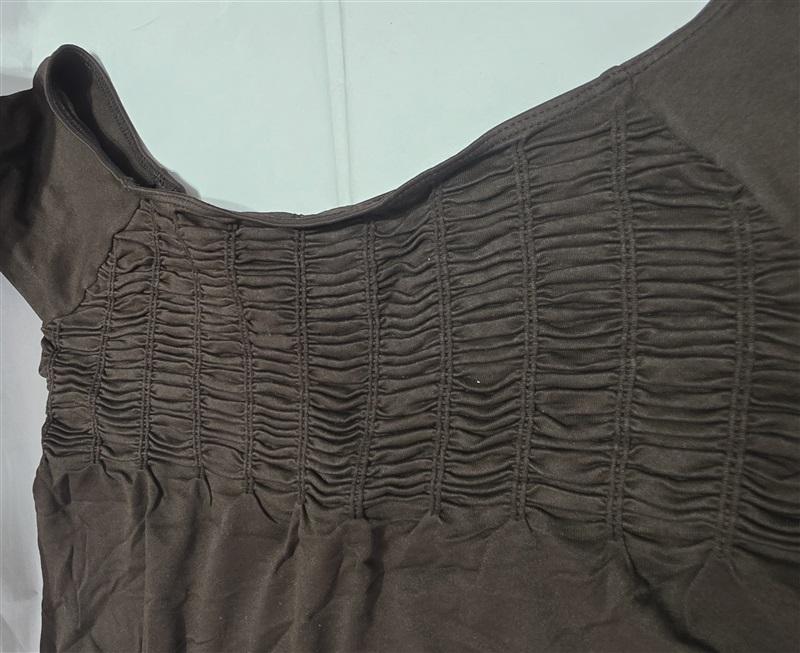 NWOT Last Tango S/M Ruched Baby Doll Brown SS Top 132449