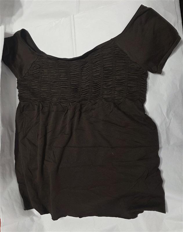 NWOT Last Tango S/M Ruched Baby Doll Brown SS Top 132449