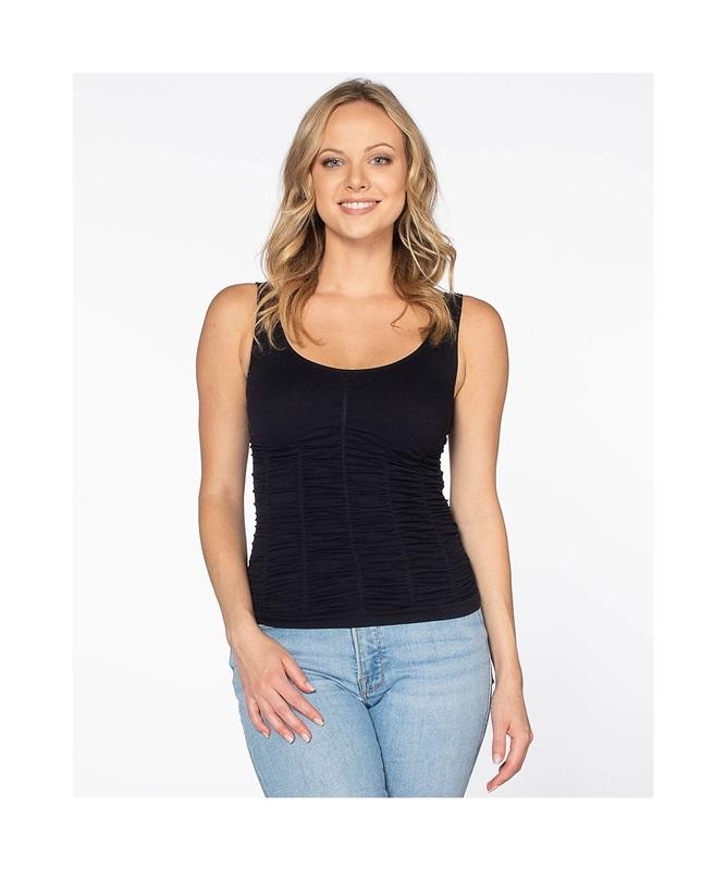 NWOT Last Tango S/M Ruched Seamless Black Sleeveless Top 132452