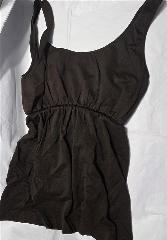 NWOT Last Tango M/L Ruched Baby Doll Tank Top Brown 125323