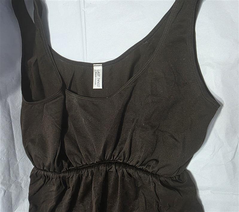NWOT Last Tango M/L Ruched Baby Doll Tank Top Brown 125323