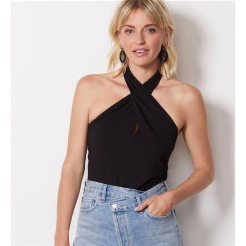NWOT Michael Stars L Maxine Wear 2 Ways Halter Twist Top 132460