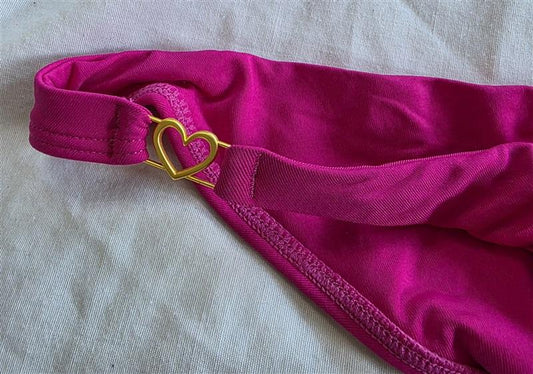 NWOT L*Space XL Ziggy BITSY Bottom Heart Sides Bikini Swim Pink 132466