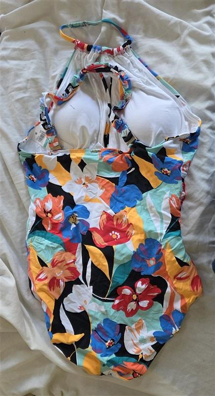 NWTD Anne Cole 16 High Neck With Keyhole 1Pc Tropical Print Swimsuit 132468