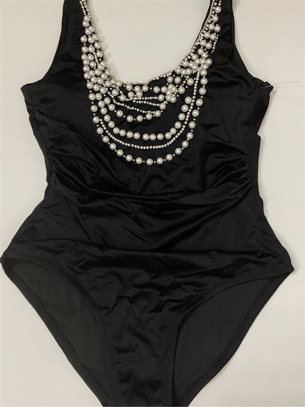 NWOT Boston Proper Amita Naithani M Pearl & Rhinestone 1PC Swimsuit 132472