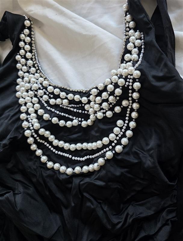 NWOT Boston Proper Amita Naithani M Pearl & Rhinestone 1PC Swimsuit 132472