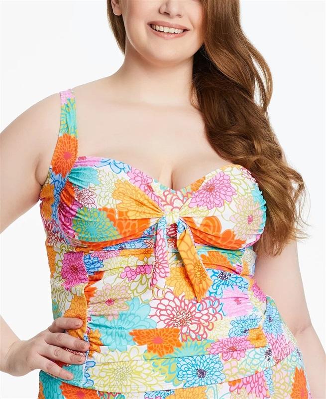 NWT Bleu Rod Beattie 20W Fresh Picks Tankini Swim Top Floral 132480
