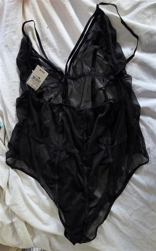 NWT Ashley Stewart 3X Sparkle Trimmed Shapewear Bodysuit Black 132481