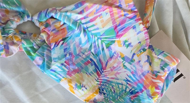 NWT YMI 1X Tropical Palm Pink Green Blue RING MONOKINI 1pc Swimsuit 132482