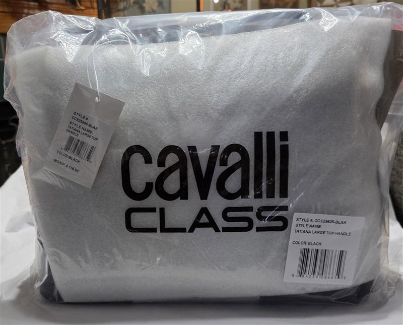 NWT Cavalli Tatiana Large Black Top Handle Handbag Satchel Purse 132483