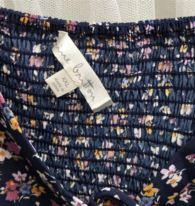 NWT Nine Britton XXL Floral Peplum Tank Top Navy Blue 132494