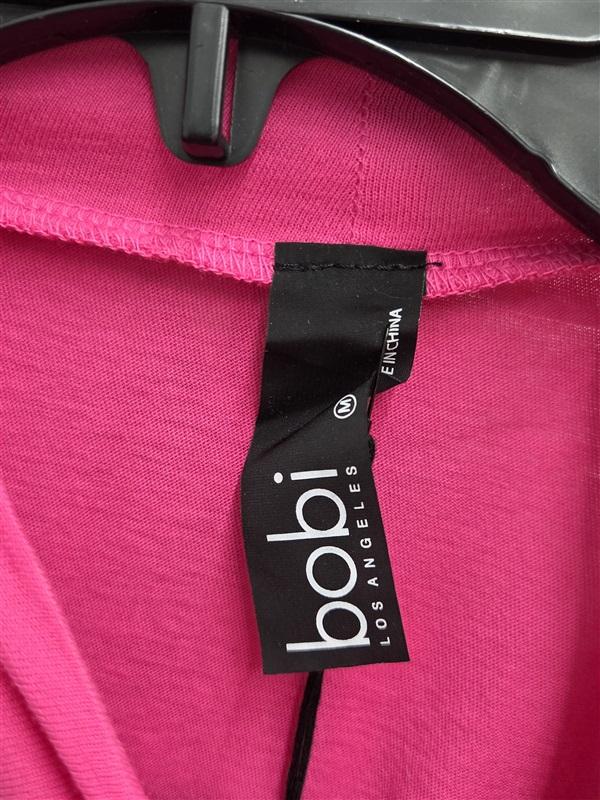 NWT Bobi M Mock Neck Pleated Shoulder Long Sleeve T Shirt Pink 132497