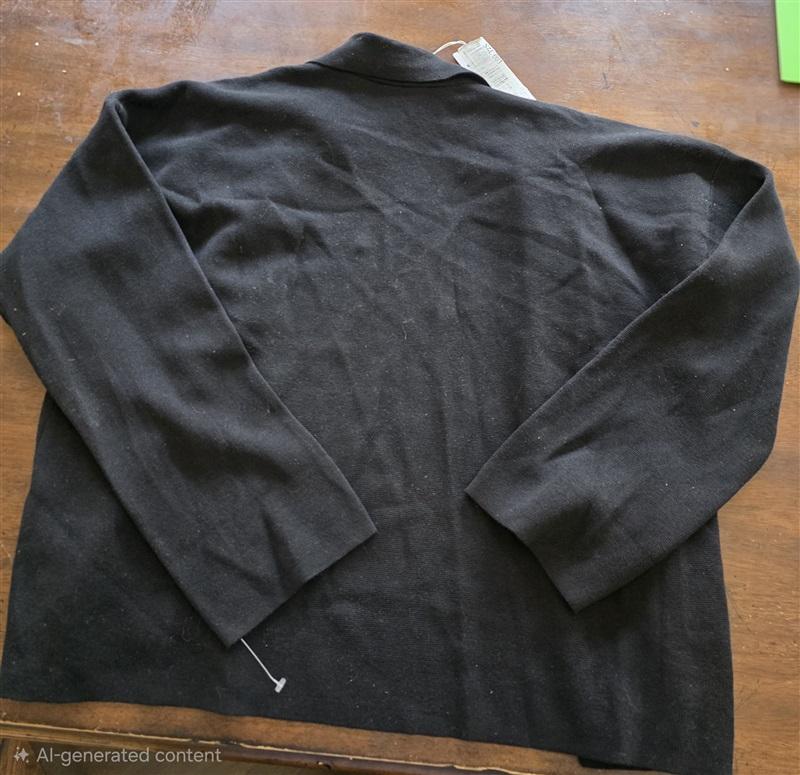 NWT Eileen Fisher L Notched Collar Silk Cotton Blend Cardigan Black 132498