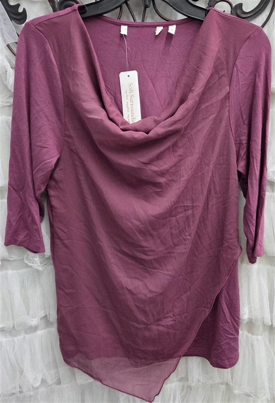 NWT Soft Surroundings S Petite Overlay Cowlneck Timeless Tunic Berry 132505