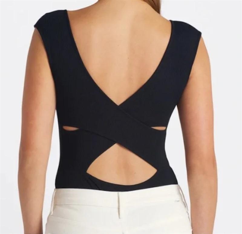 NWOT LUSH 2X Bodysuit Meadow Cross Back Black 132506