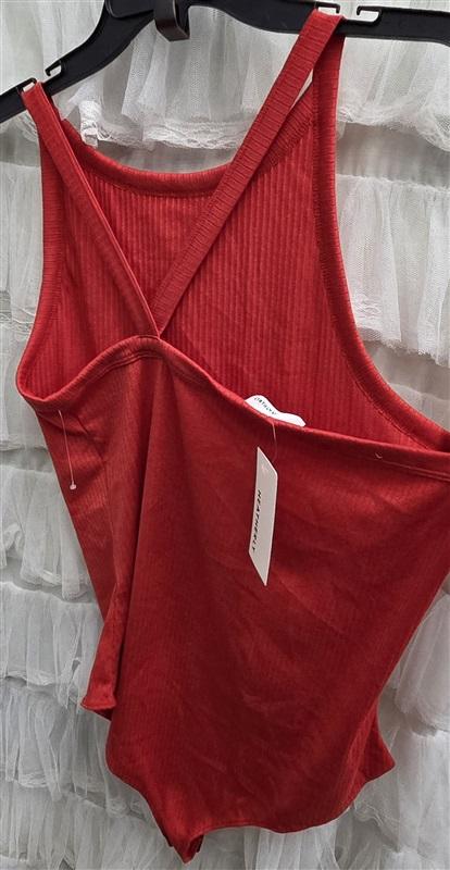 NWT Heatherly XXL Tank Top Strappy Back Ribbed Bodysuit Red 132508