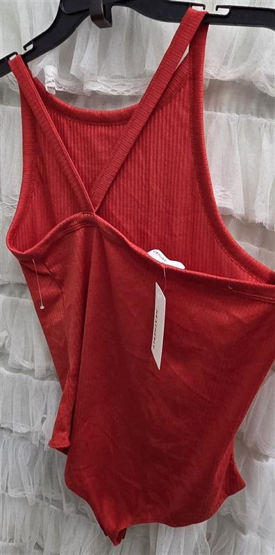 NWT Heatherly XXL Tank Top Strappy Back Ribbed Bodysuit Red 132508