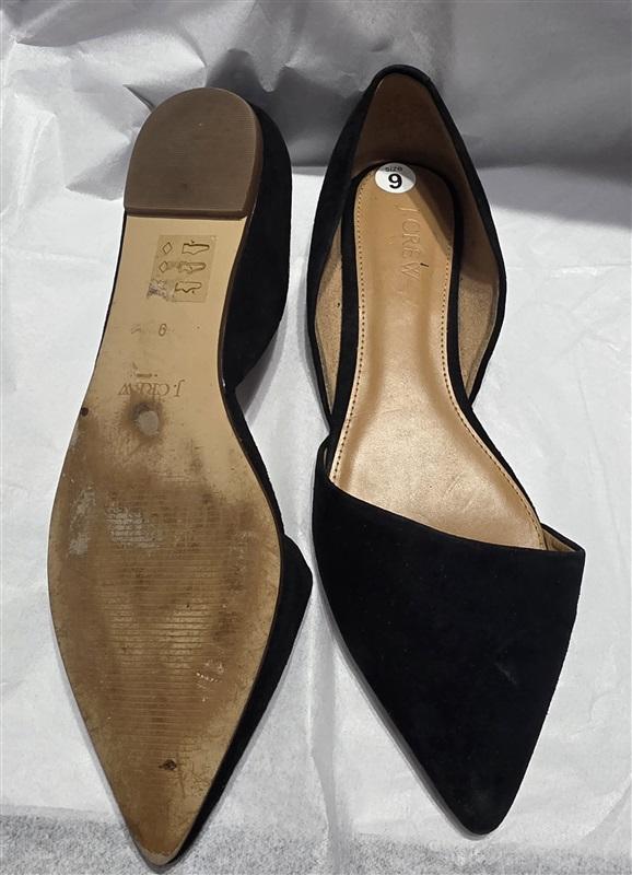 NWOT J. Crew 9 Pointy Toe Micro Suede Flats Black 132511