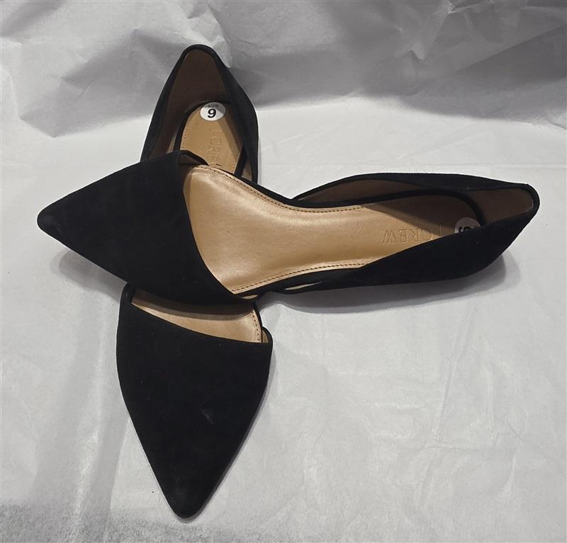 NWOT J. Crew 9 Pointy Toe Micro Suede Flats Black 132511