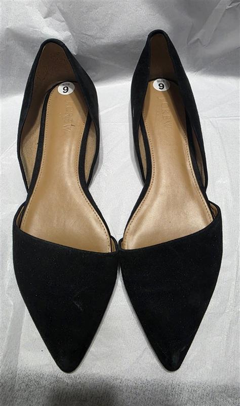 NWOT J. Crew 9 Pointy Toe Micro Suede Flats Black 132511