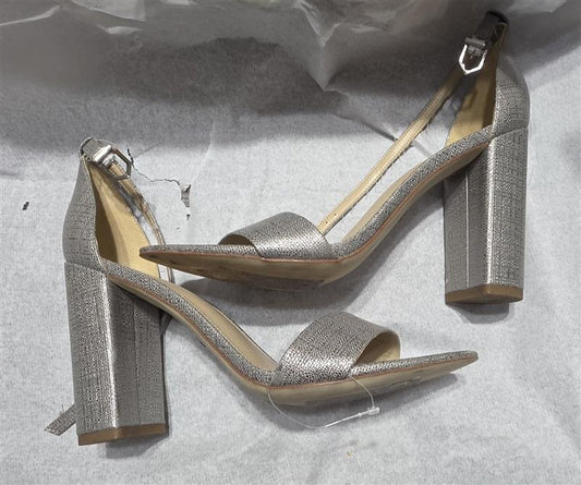 NWOTD Sam Edelman 9 Sculptural Metallic Silver Heel Ankle Strap Sandals 132520