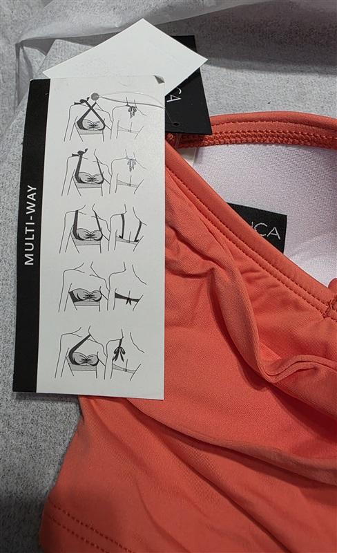 NWT La Blanca 6 Gathered Wide Strap Bandeau Bikini Swim Top Orange 132532