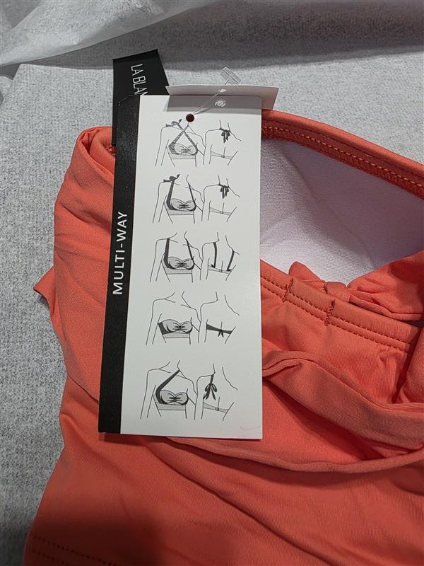 NWT La Blanca 6 Gathered Wide Strap Bandeau Bikini Swim Top Orange 132532