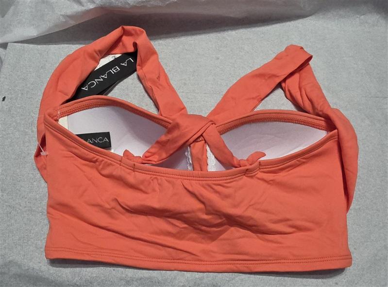 NWT La Blanca 6 Gathered Wide Strap Bandeau Bikini Swim Top Orange 132532