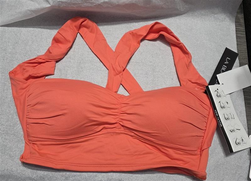 NWT La Blanca 6 Gathered Wide Strap Bandeau Bikini Swim Top Orange 132532