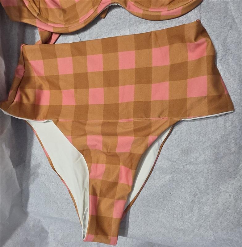 NWT L*Space SM Seaesta Surf Camellia Gingham Plaid Bikini Swim Top Bottom 132537