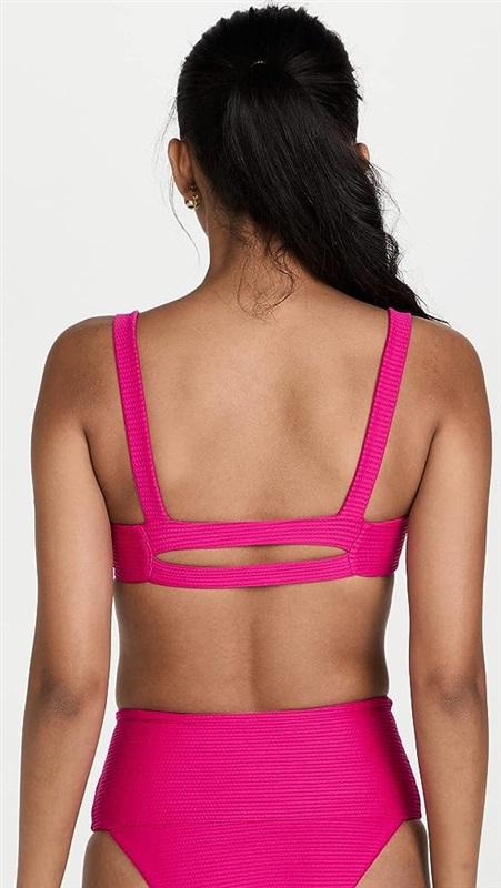 NWOTD L*Space D Jess Eco Chic Ribbed Pink Bikini Swim Top 132539